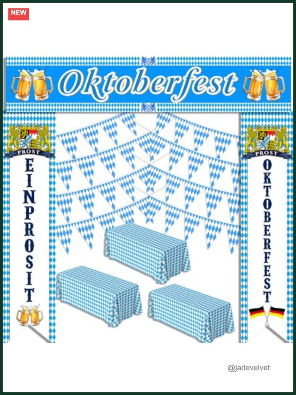 Oktoberfest Decorations Kit - Bavarian Party Supplies with Table Covers &